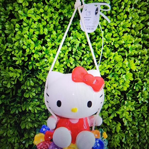 NWT Adorable Hello Kitty on swing ! Made by BLUE SKY ( Rare)with 💐 flowers. - Picture 9 of 11